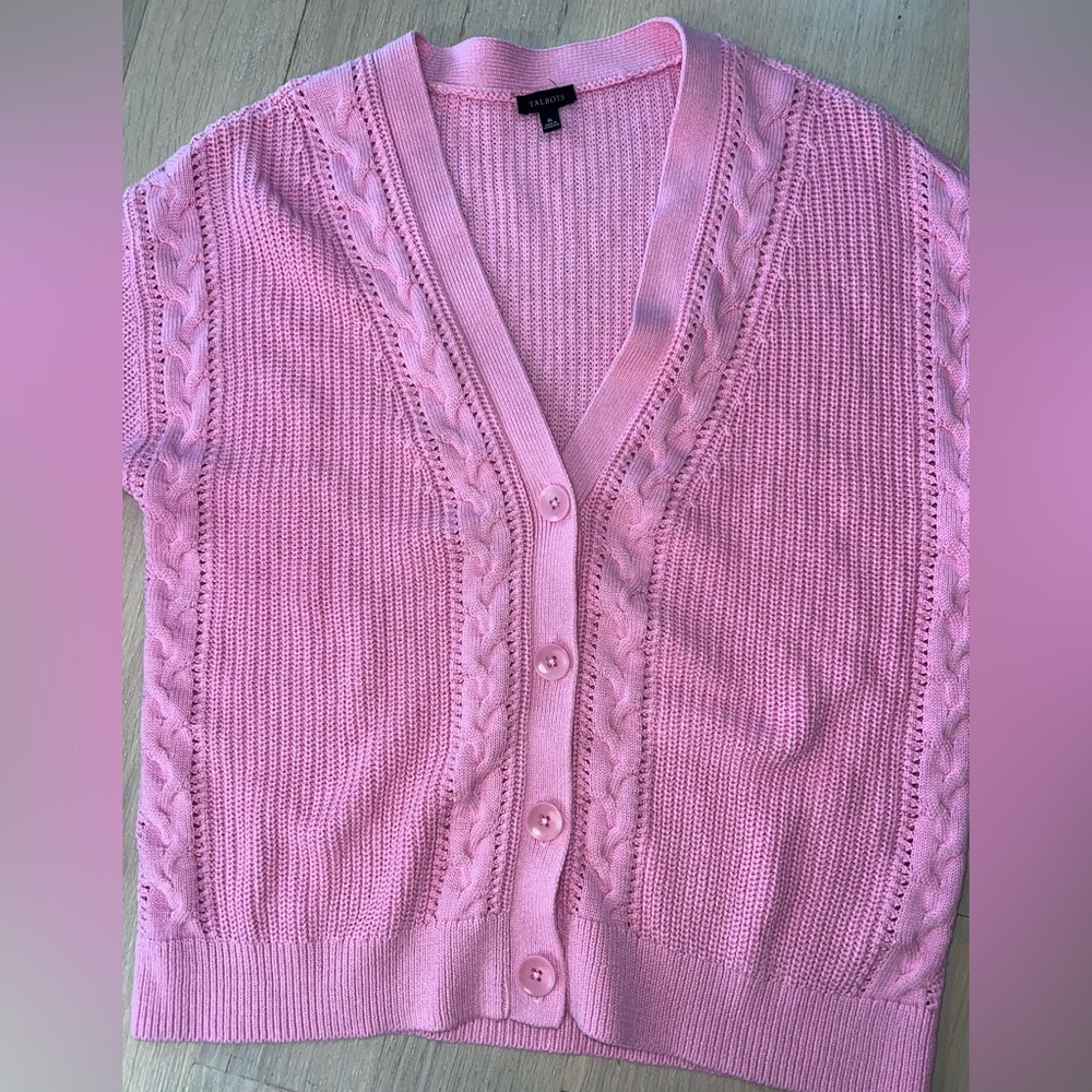 EUC Talbots XL Pink Cardigan - Picture 8 of 9